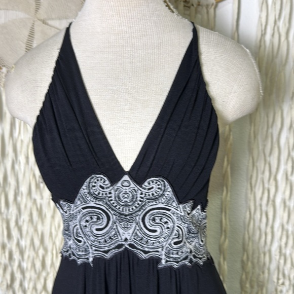 Y2K Vivienne Tam Black Mesh Below Knee Strappy Back Dress Waist Detail 1/small - Picture 2 of 12